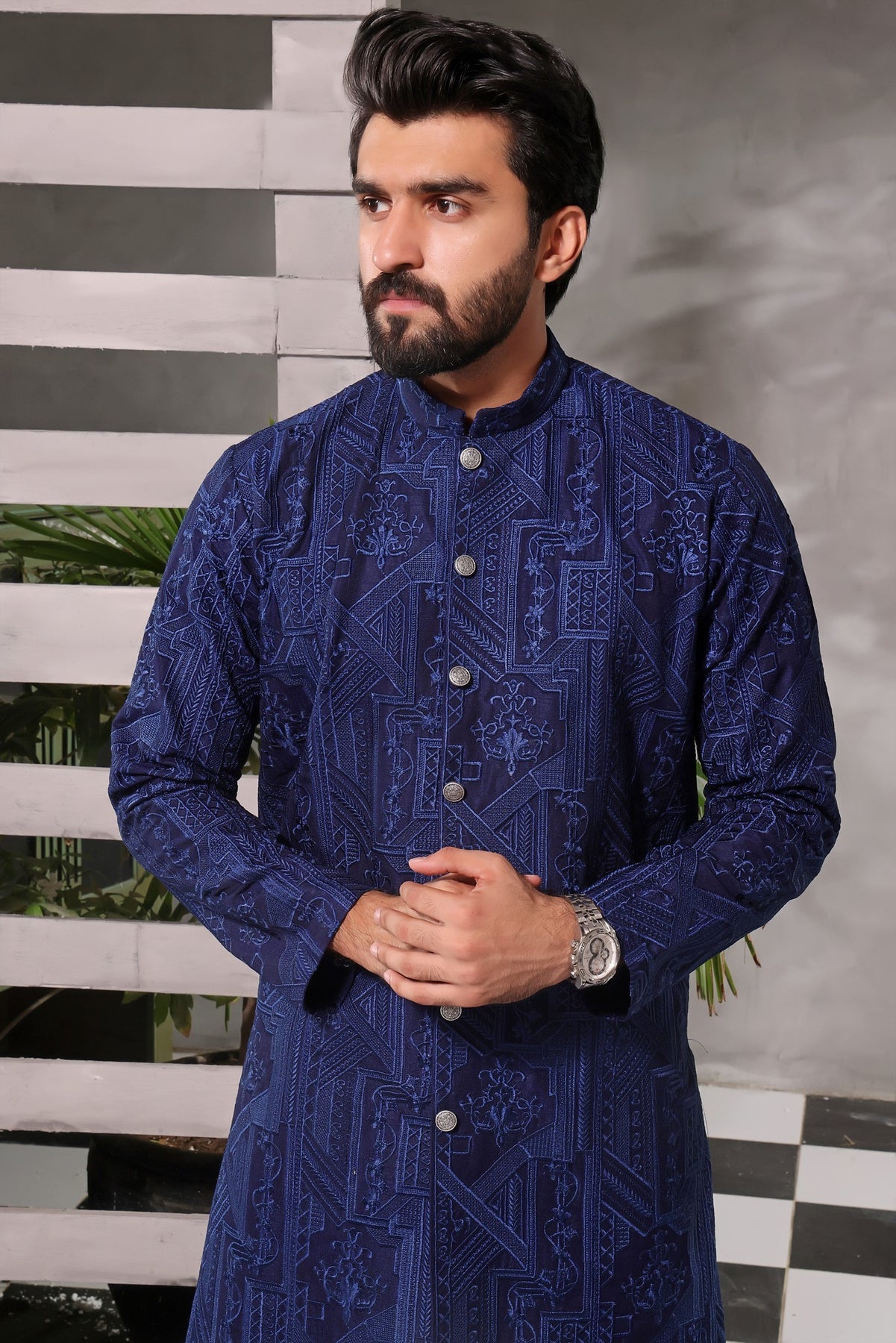 mens black sherwani, off white sherwani, Plain Sherwani