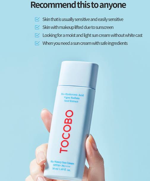 "Tocobo sunscreen, SPF 50 sunscreen, hydrating sunscreen, lightweight sunscreen, sun protection, UV protection"