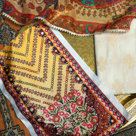 , exquisite women's unstitched Kayseria fabric, Zahra Ahmad premium Kayseria collection