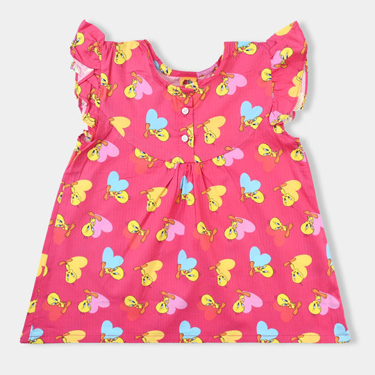 , Cotton poplin top, hot pink girls top