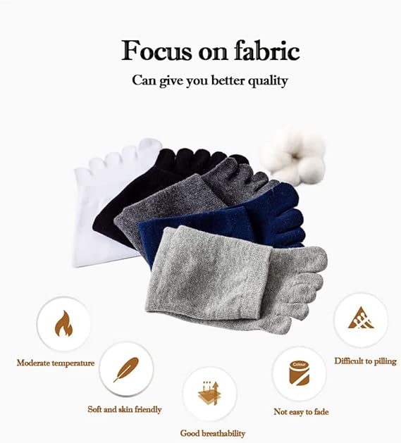 Five Finger White Socks for Men