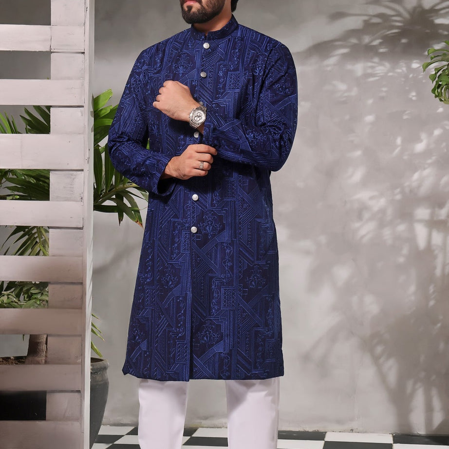 mens black sherwani, off white sherwani, Plain Sherwani