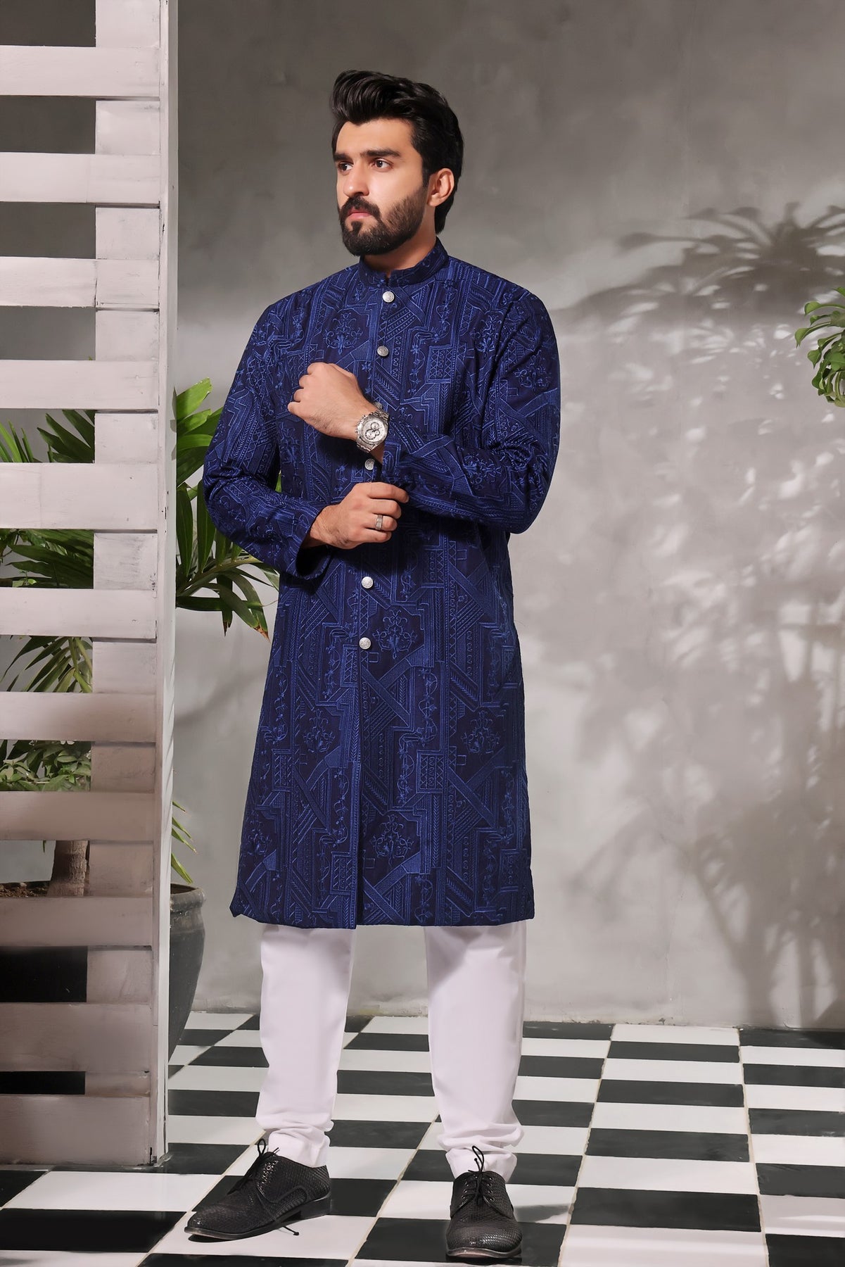 mens black sherwani, off white sherwani, Plain Sherwani