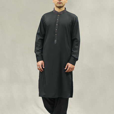 Classic Poly Viscose Tap Slim Fit Embroidered Suit