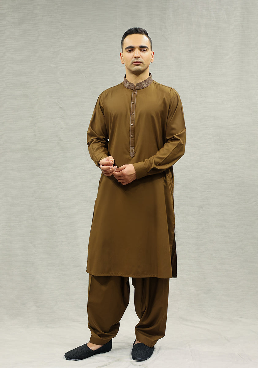 Classic Poly Viscose Breen Classic Fit Embroidered Suit