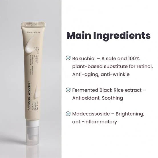"Haruharu Eye Cream, bakuchiol, anti-aging eye cream, under-eye cream, eye cream for puffiness, hydrating eye cream"