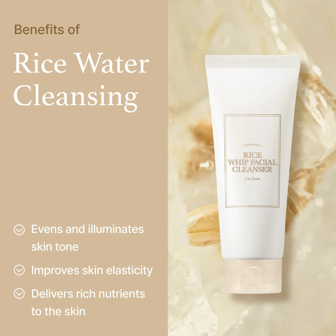 I'M From Rice Whip Facial Cleanser 150ml for soft skin