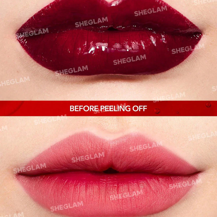 "Sheglam lip tint, long-lasting lip tint, bold lip color, tint for lips, vibrant lip tint, long-lasting makeup"