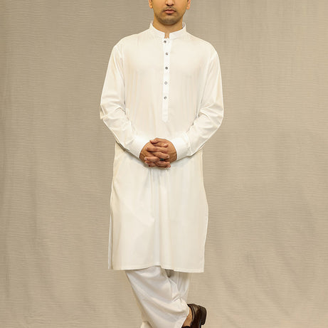 Indulge in Style: Basic Poly Viscose Brilliant White Slim Fit Plain Suit