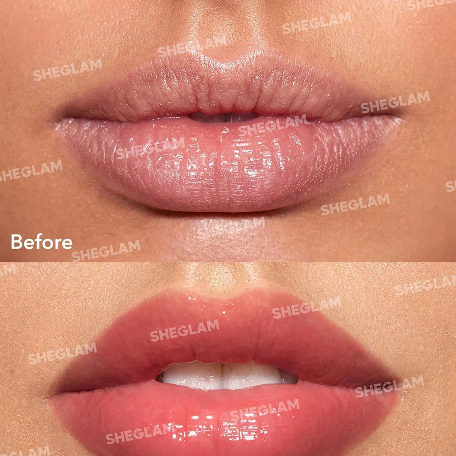 "Sheglam lip balm, peachy lip balm, tinted lip balm, hydrating lip balm, lip care, moisturizing lip product"