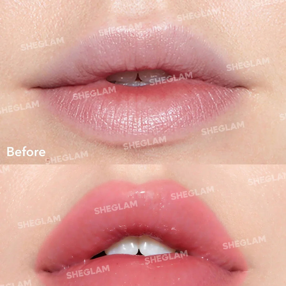 "Sheglam lip balm, peachy lip balm, tinted lip balm, hydrating lip balm, lip care, moisturizing lip product"