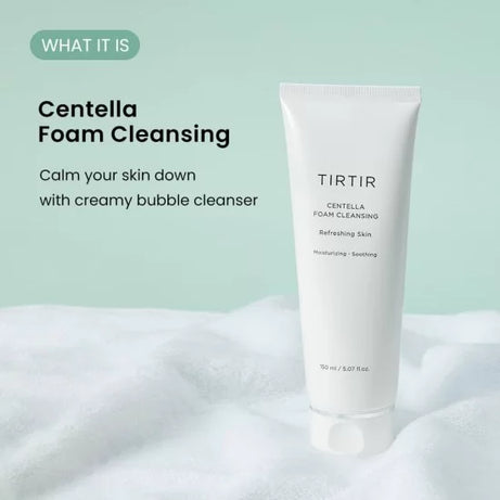 "Tirtir cleanser, Centella cleanser, sensitive skin cleanser, gentle foam cleanser, soothing cleanser, calming cleanser"