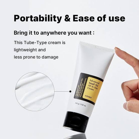 Cosrx Advanced Snail 92 All-in-one Cream Tube 100g for skincare repair