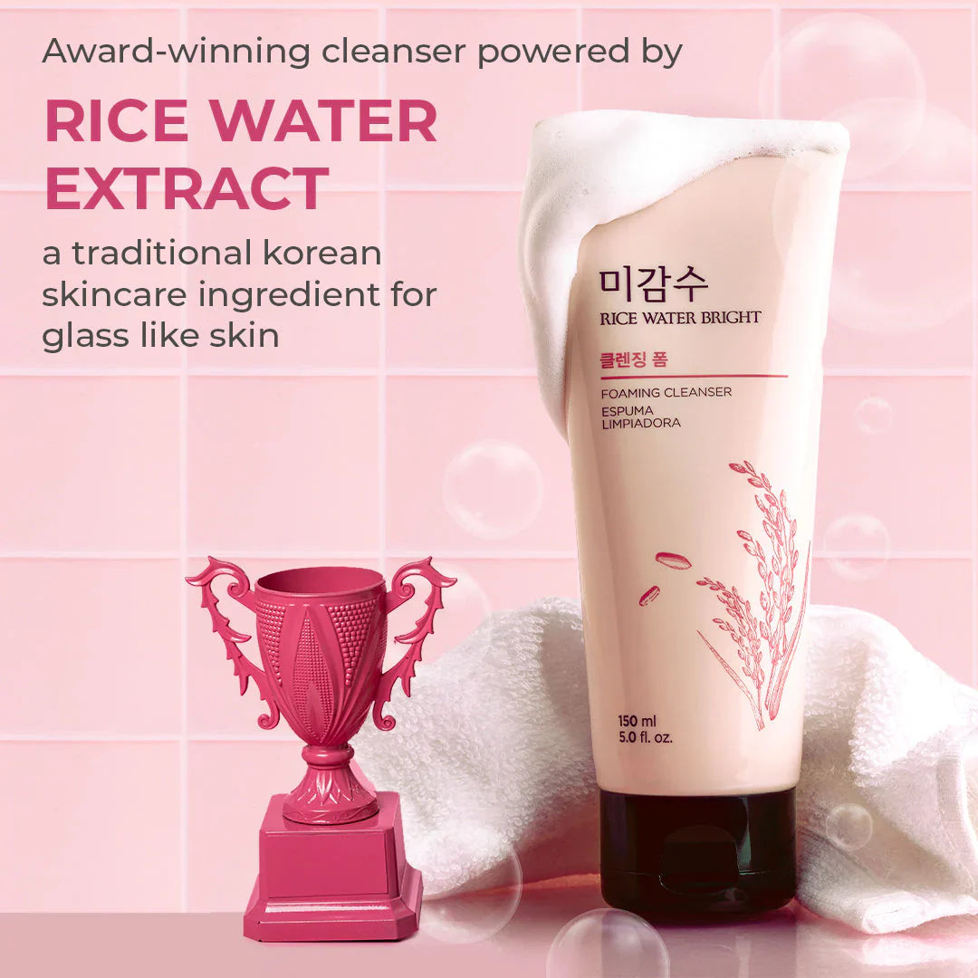 The Face Shop Rice Water Bright Cleansing Foam for glowing skin