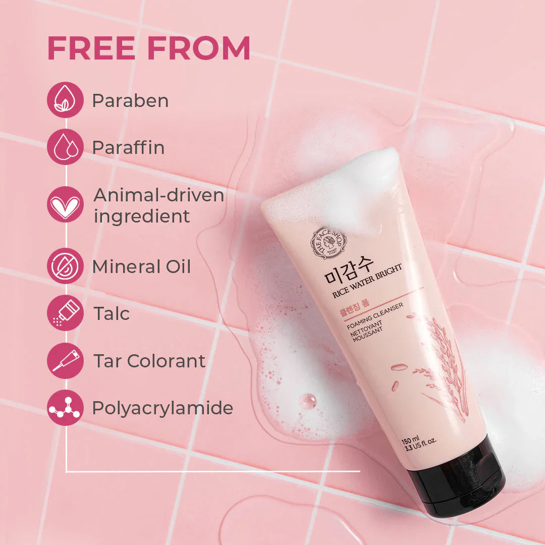 The Face Shop Rice Water Bright Cleansing Foam for glowing skin