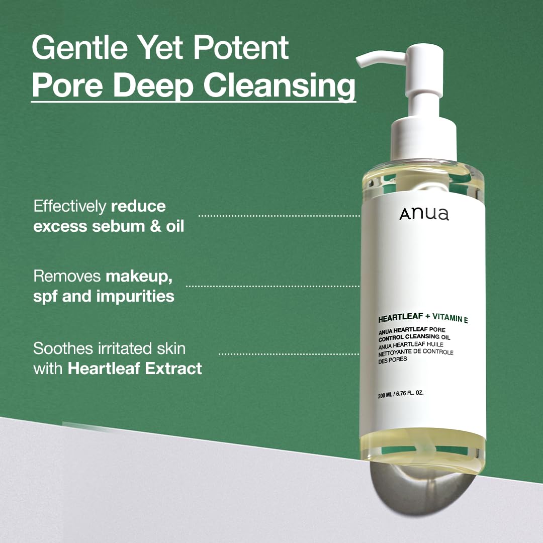 "Anua Heartleaf, Pore Control, Cleansing Oil, Korean skincare, pore cleanser, deep cleansing oil, skin care"