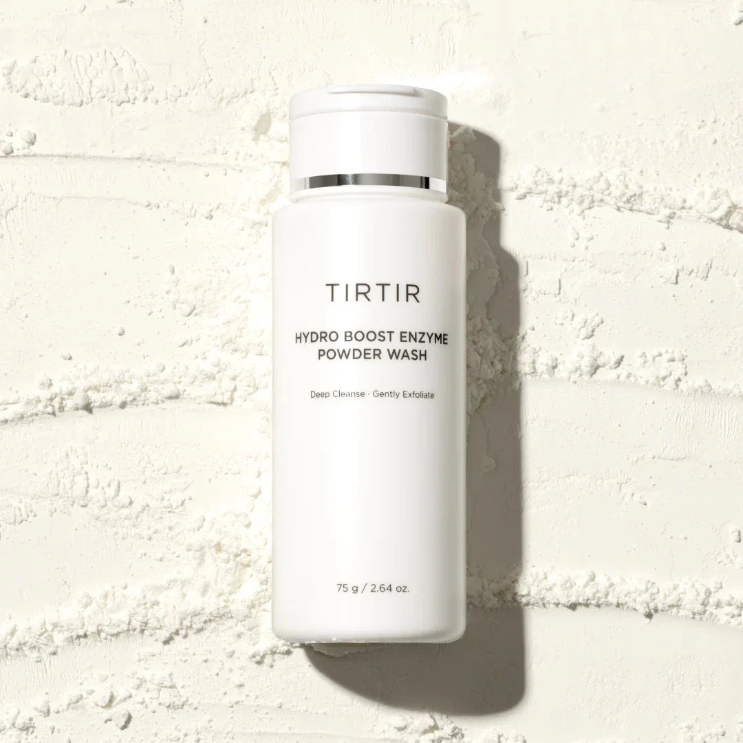 "Tirtir powder wash, enzyme powder wash, deep cleansing, gentle exfoliation, soft skin, hydro boost wash"