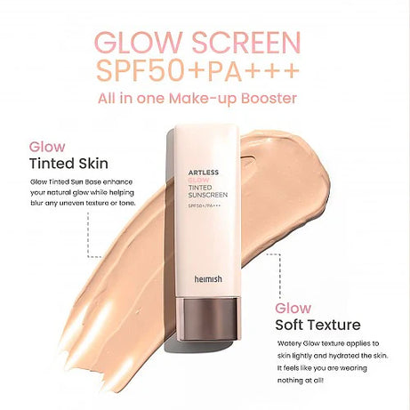 heimish Artless Glow Tinted Sunscreen Shine Beige SPF50+ PA+++ 40ml
