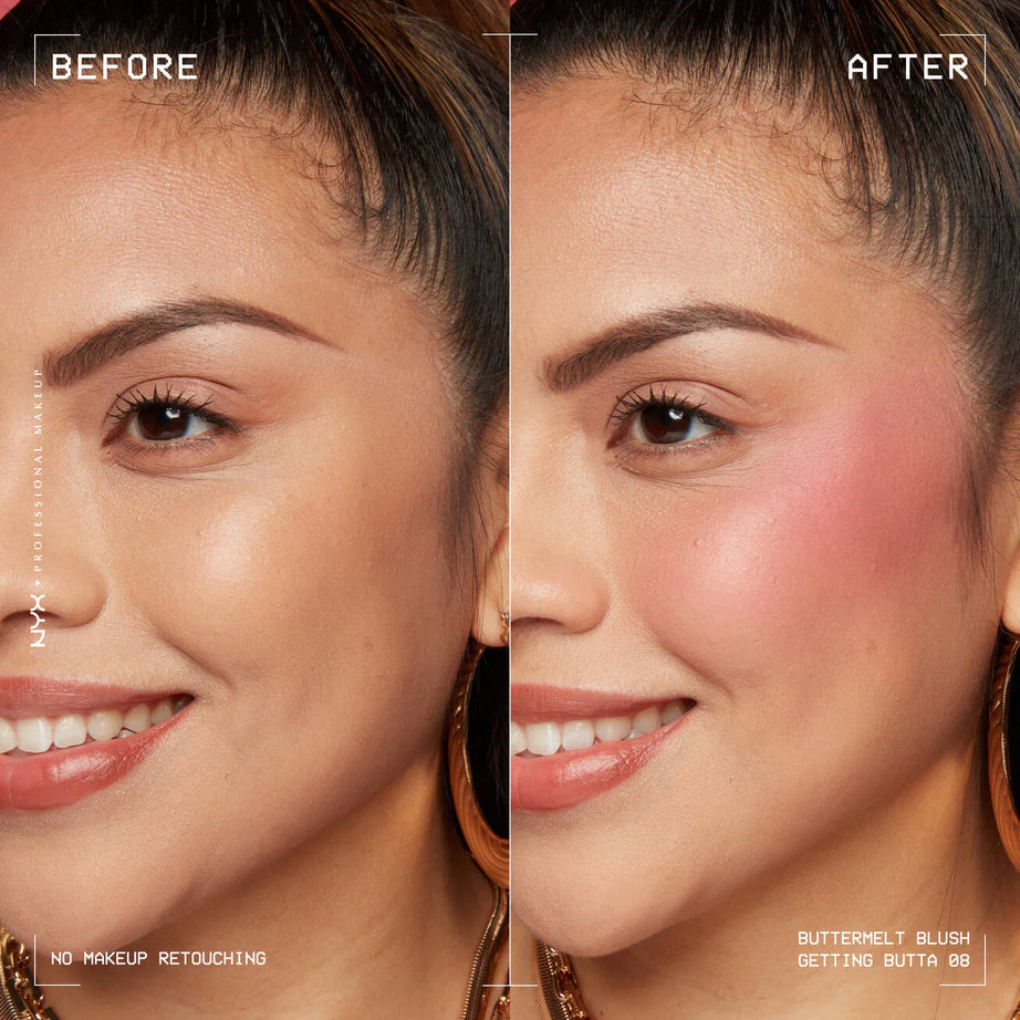 "NYX Buttermelt Blush, creamy blush, buildable blush, flawless blush, cheek color, makeup, soft blush"