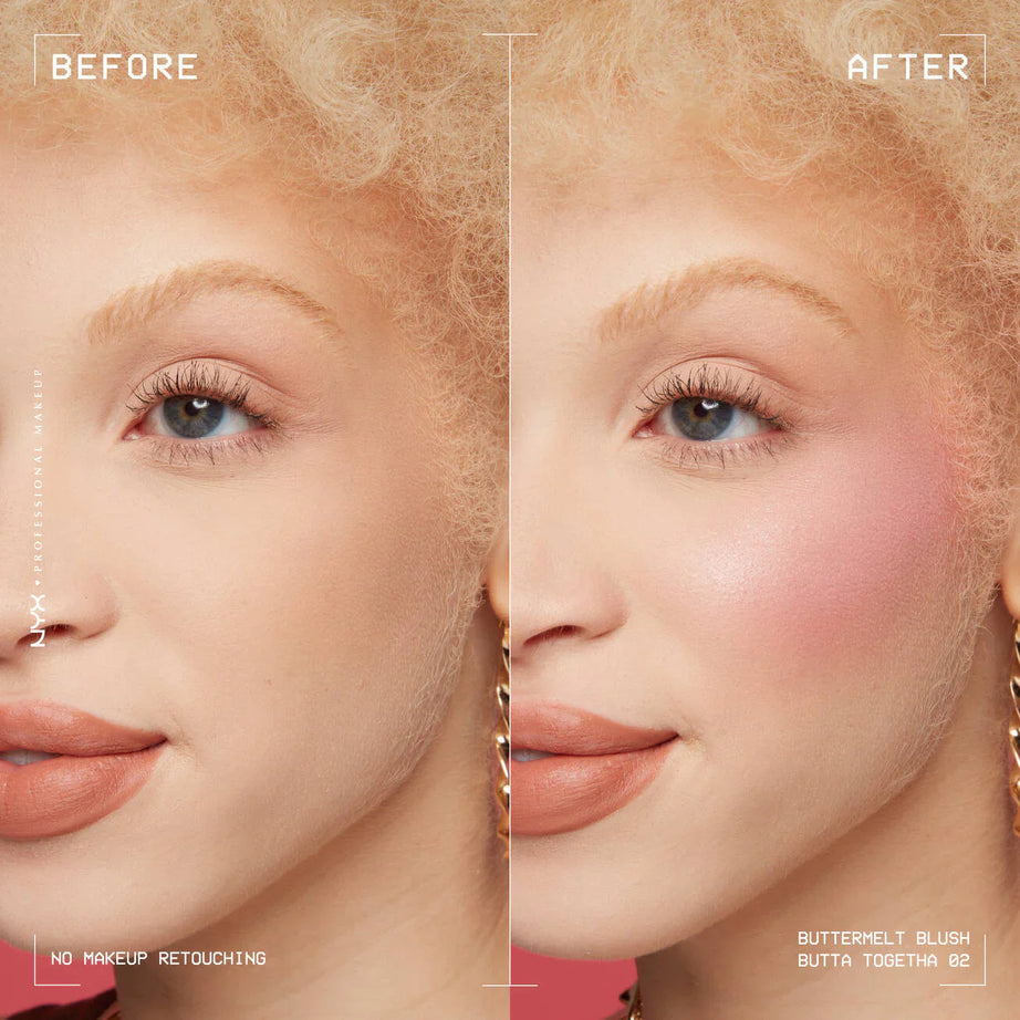 "NYX Buttermelt Blush, creamy blush, buildable blush, flawless blush, cheek color, makeup, soft blush"