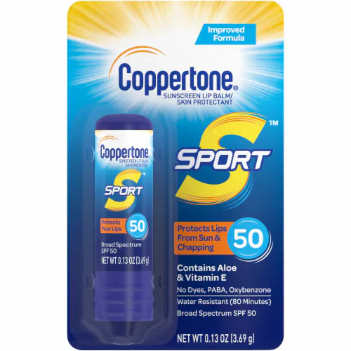 "Coppertone Sport, SPF 50 lip balm, sunscreen lip balm, skin protectant, UV protection, lip care, sun protection"