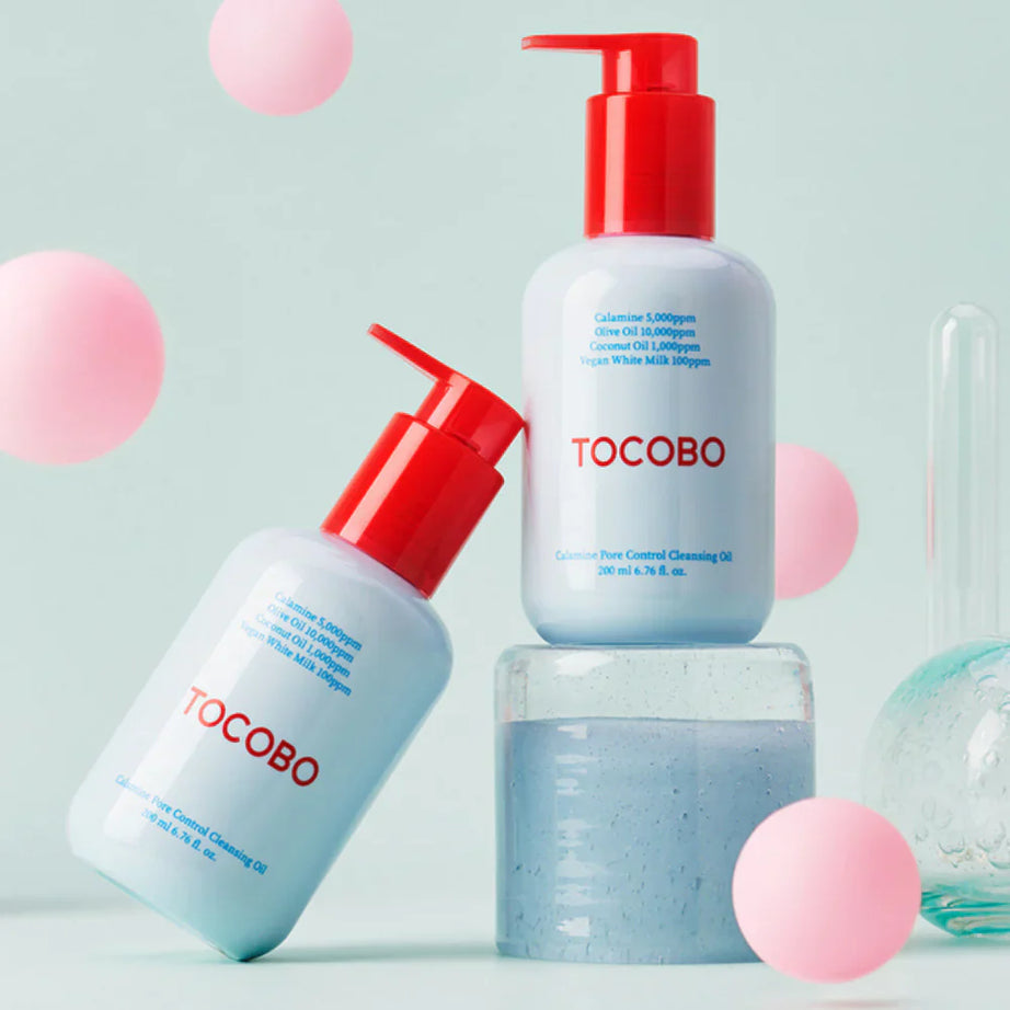 "Tocobo pore control, calamine cleanser, pore cleansing oil, deep pore cleanse, calming oil, soothing cleanser"