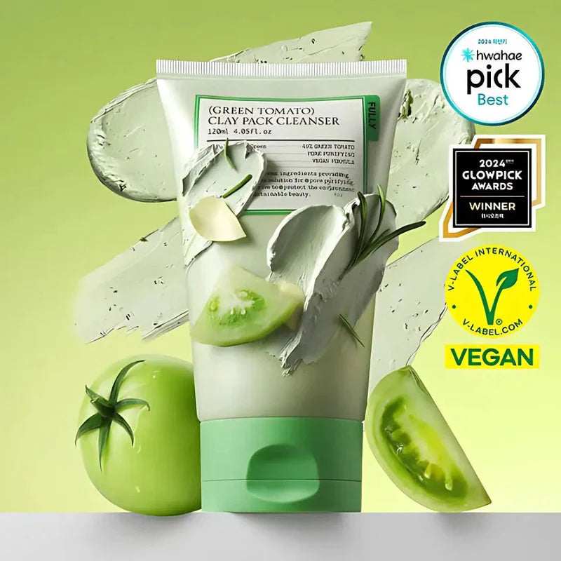 "Green Tomato Cleanser, clay pack cleanser, detoxifying cleanser, purifying cleanser, acne treatment, skincare"