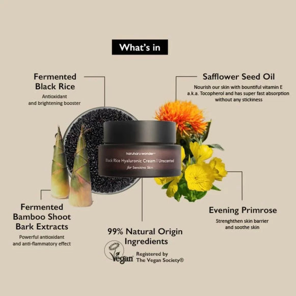"Haruharu Black Rice, hyaluronic cream, unscented cream, moisturizing cream, hydration cream, Korean skincare"