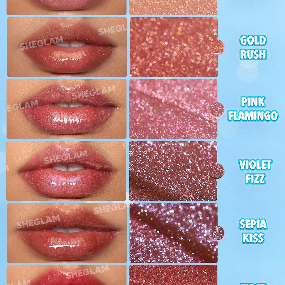 "Sheglam lip plumper, shimmer lip gloss, plumping gloss, shiny lip gloss, lip care, perfect pout"