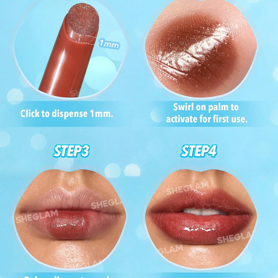 "Sheglam lip plumper, shimmer lip gloss, plumping gloss, shiny lip gloss, lip care, perfect pout"