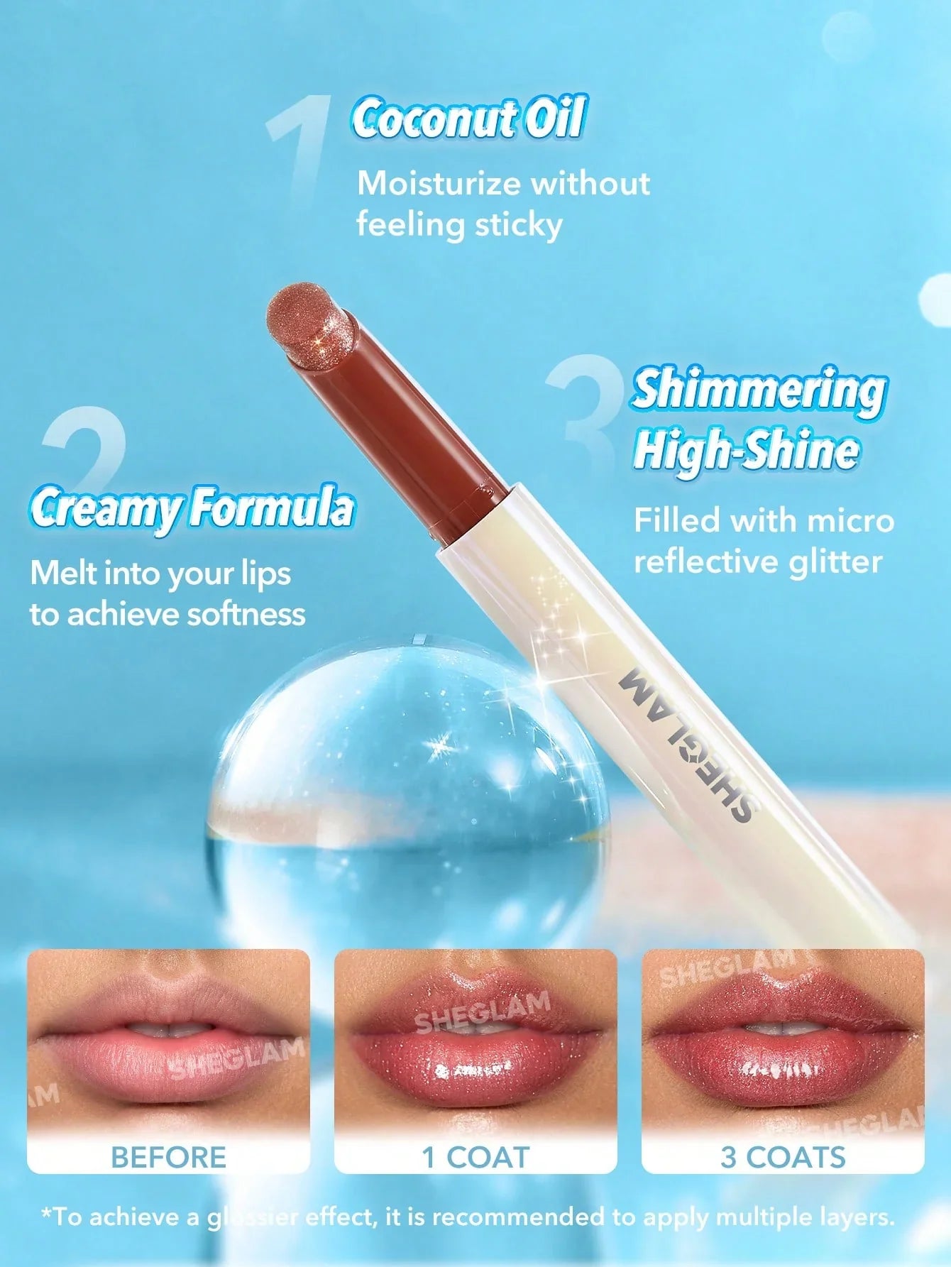 "Sheglam lip plumper, shimmer lip gloss, plumping gloss, shiny lip gloss, lip care, perfect pout"