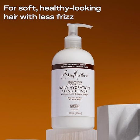 "Shea Moisture conditioner, coconut oil conditioner, daily hydration, moisturizing hair care, soft hair conditioner"