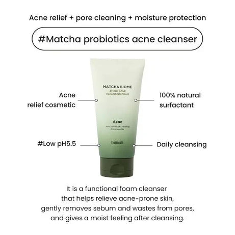 Heimish Matcha Biome Amino Acne Cleansing Foam for acne-prone skin