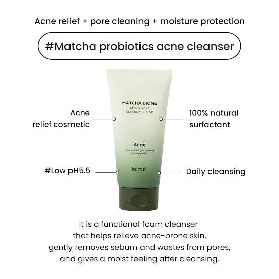 Heimish Matcha Biome Amino Acne Cleansing Foam for acne-prone skin