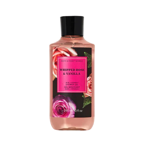 BBW Whipped Rose & Vanilla Shower Gel 295ml for smooth skin