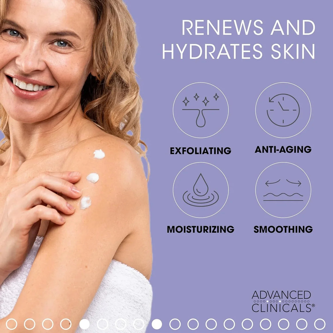 Advanced Clinicals 10% Glycolic Lactic Acid Exfoliating Body Cream 454g