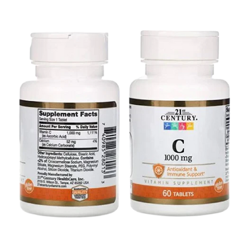 21st Century Vitamin C 1000mg – 60 Tablets for Immune System Support and Antioxidant Protection