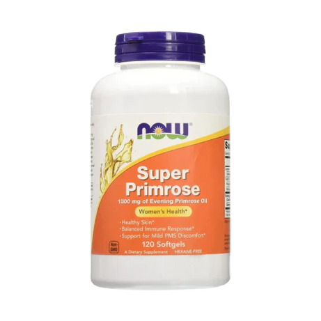 Now Super Primrose 1300mg Softgels – 120 Capsules for Hormonal Balance and Skin Health