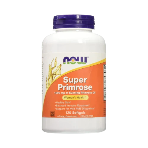 Now Super Primrose 1300mg Softgels – 120 Capsules for Hormonal Balance and Skin Health