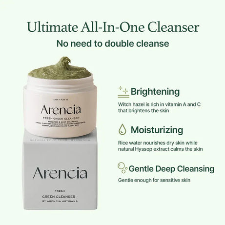 Arencia Fresh Green Cleanser 120g for deep cleansing and fresh skin