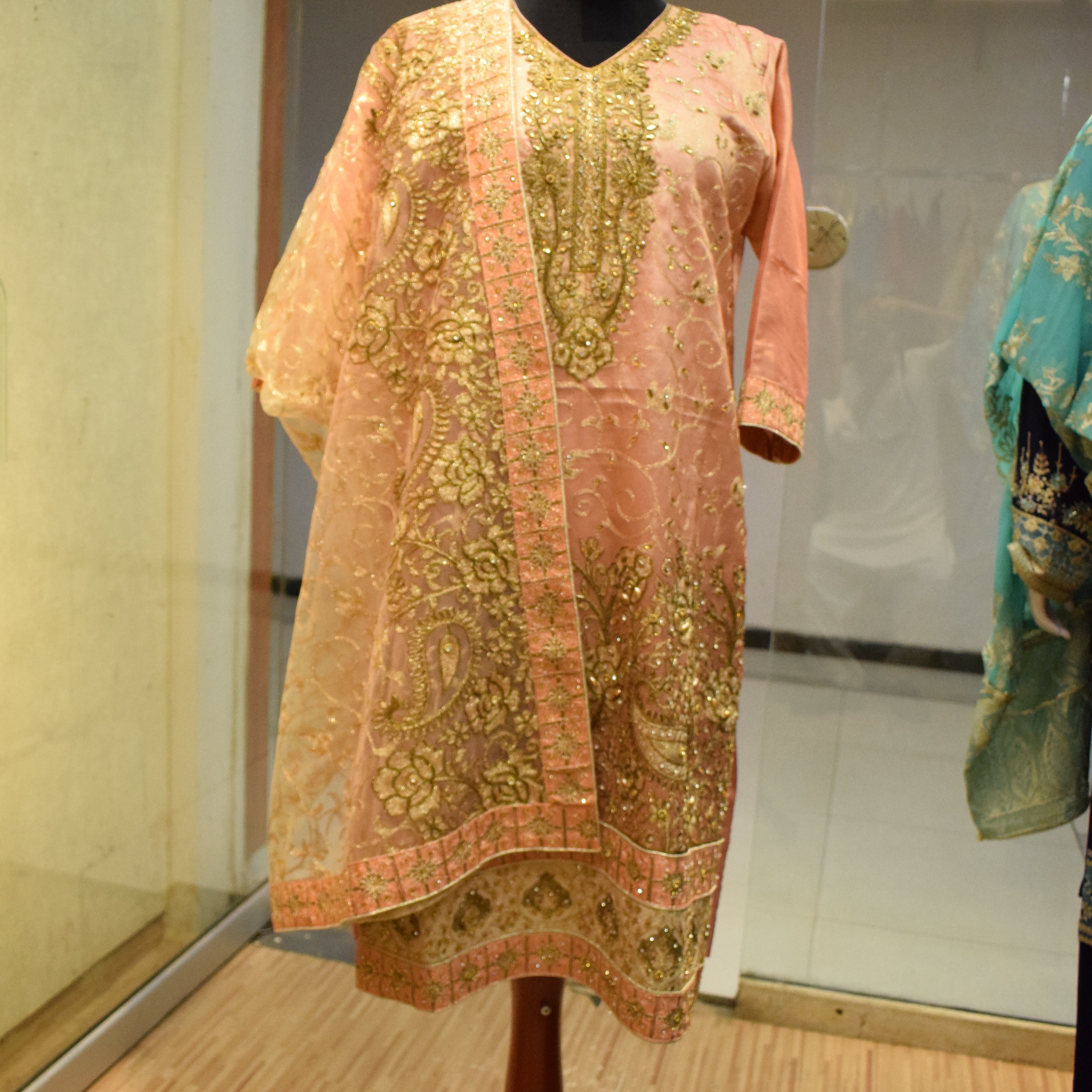 Exquisite Fancy Orange Indian Chicken Work Casual Wear - Ready to Wear