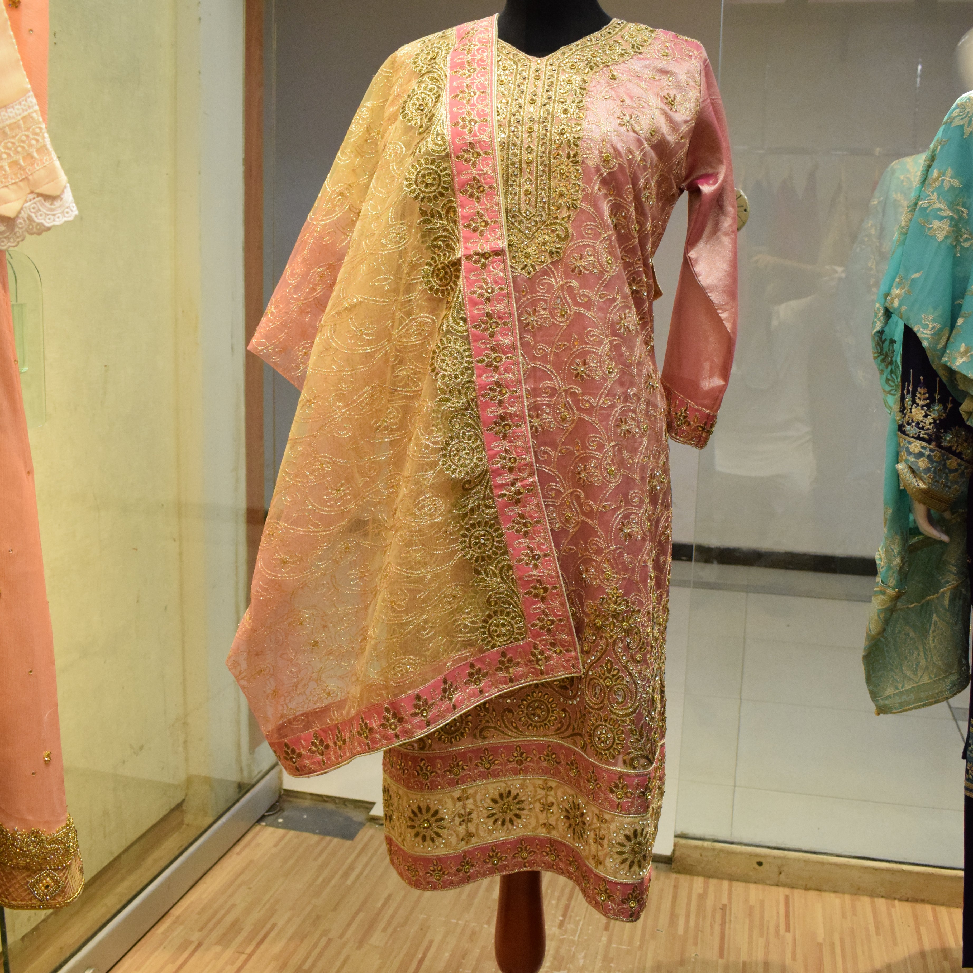 Exquisite Fancy Pink Indian Chicken Work Casual Wear - Ready to Wear