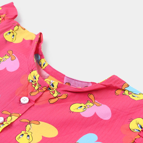 , Cotton poplin top, hot pink girls top