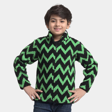 Boys Sherpa Jacket Zigzag-Black | Free Shipping