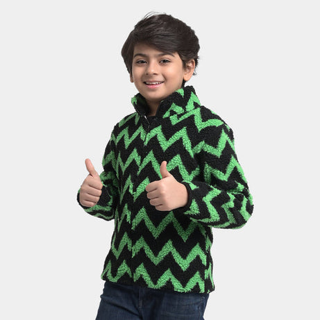 , Boys sherpa jacket, black zigzag jacket