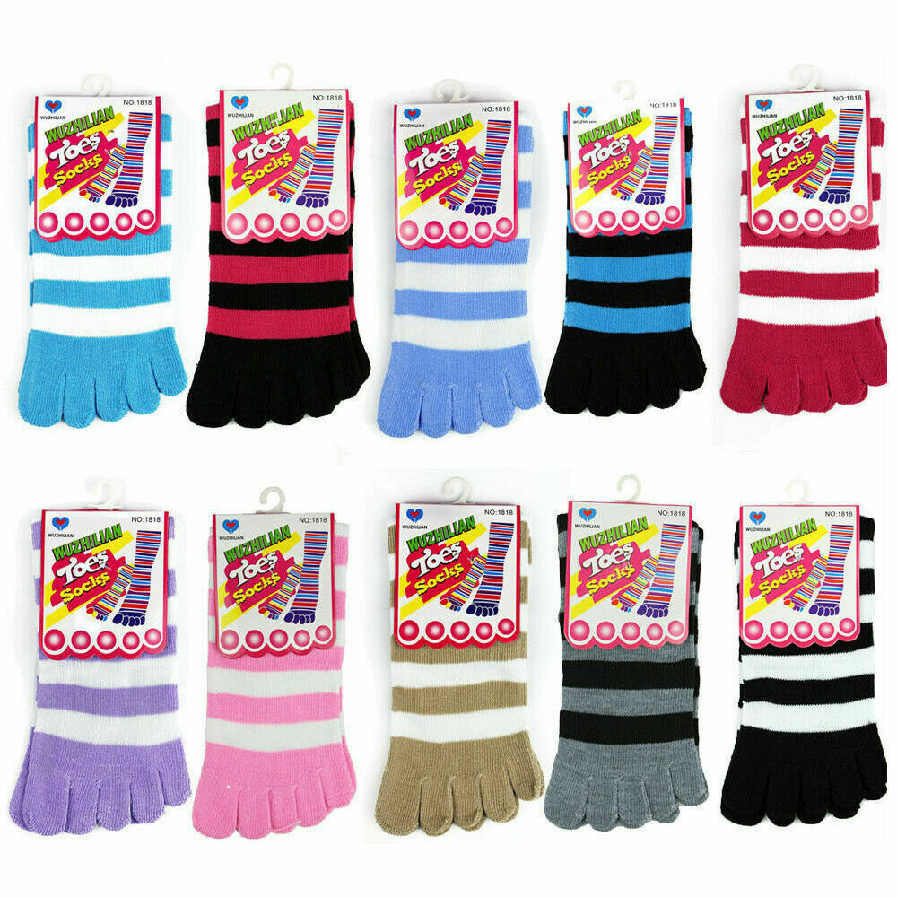 Five Finger Mehroon Stripes Socks for Women