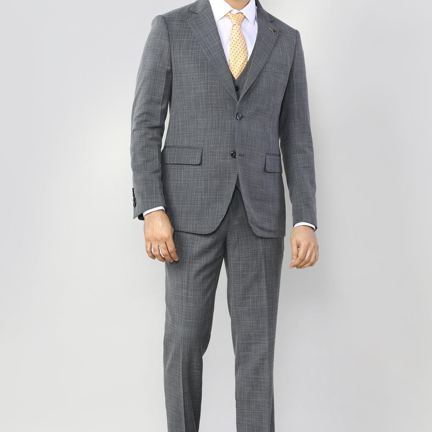 Enhance Your Wardrobe with Our Grey Check 3 PCs Suit For Men