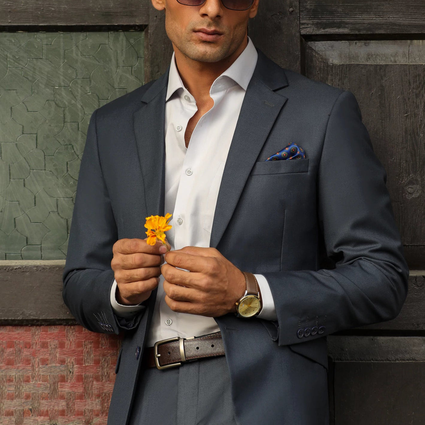 black suit, double breasted suit, green suit