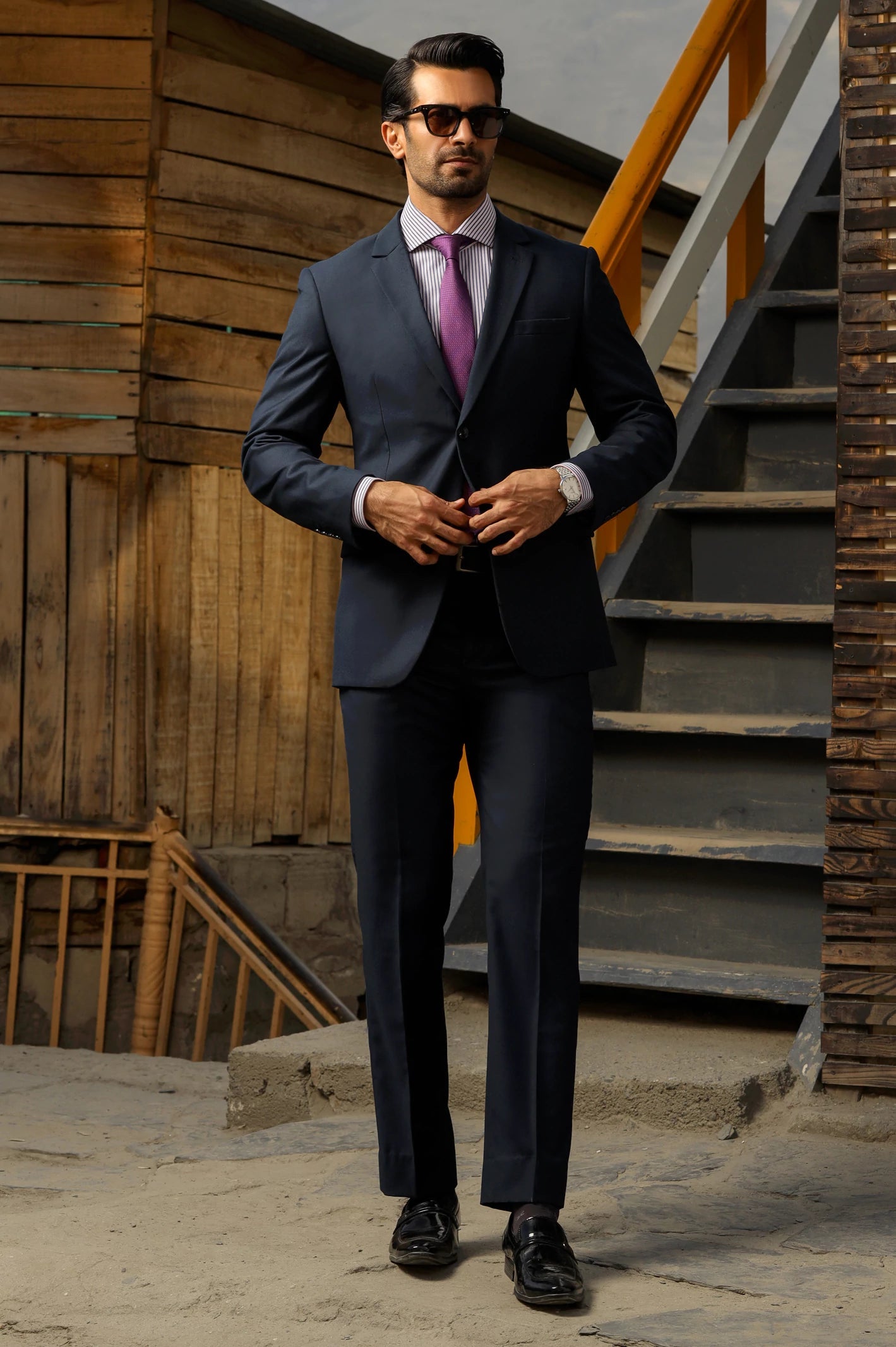 Enhance Your Wardrobe with Our 2PC Navy Blue Suit For Mens