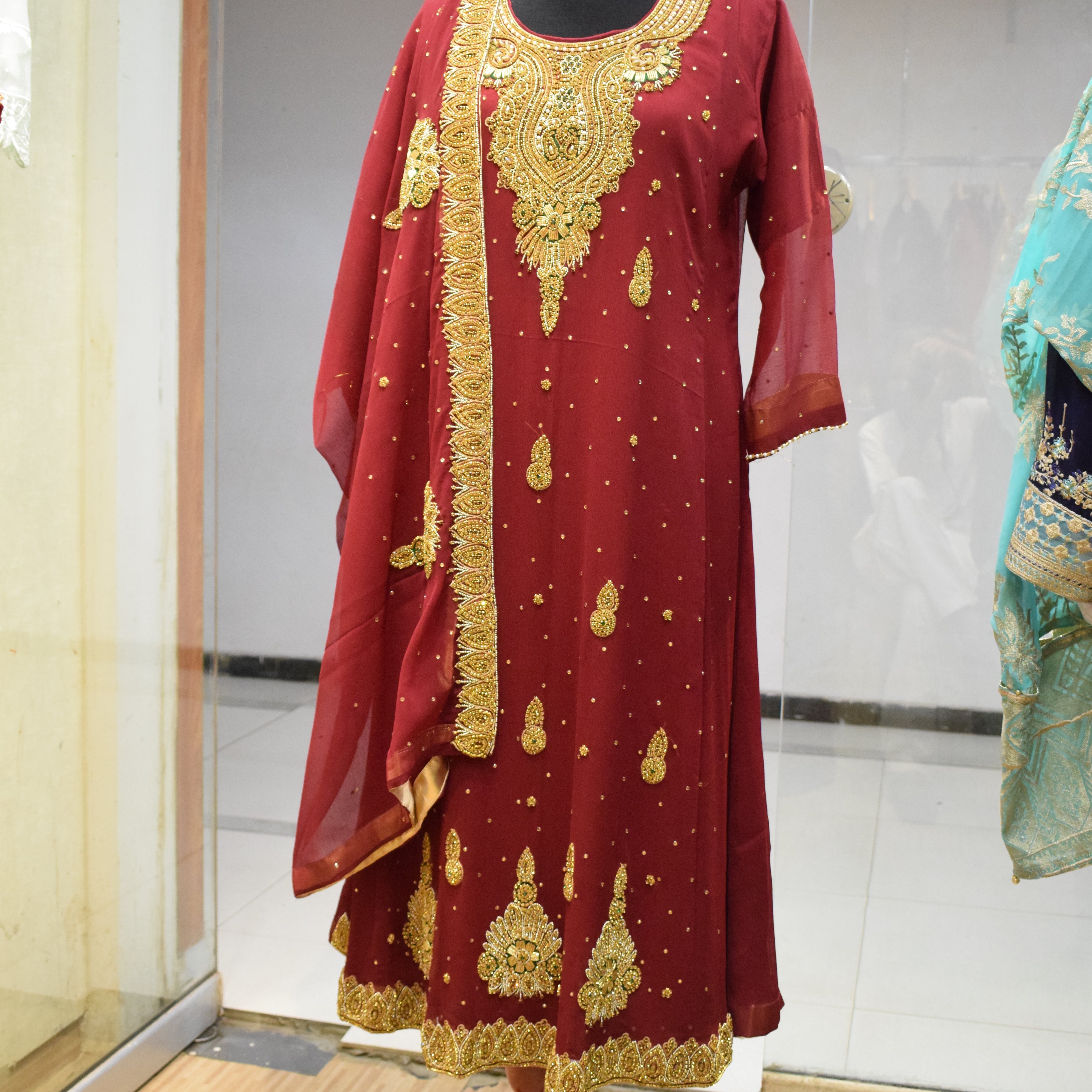 Buy Beautiful Latest Red Hand Embroidery Pakistani Party Wear Dresses Online 2024 - JabeensShop Buy Beautiful Latest Red Hand Embroidery Pakistani Party Wear Dresses Online 2024 - JabeensShop